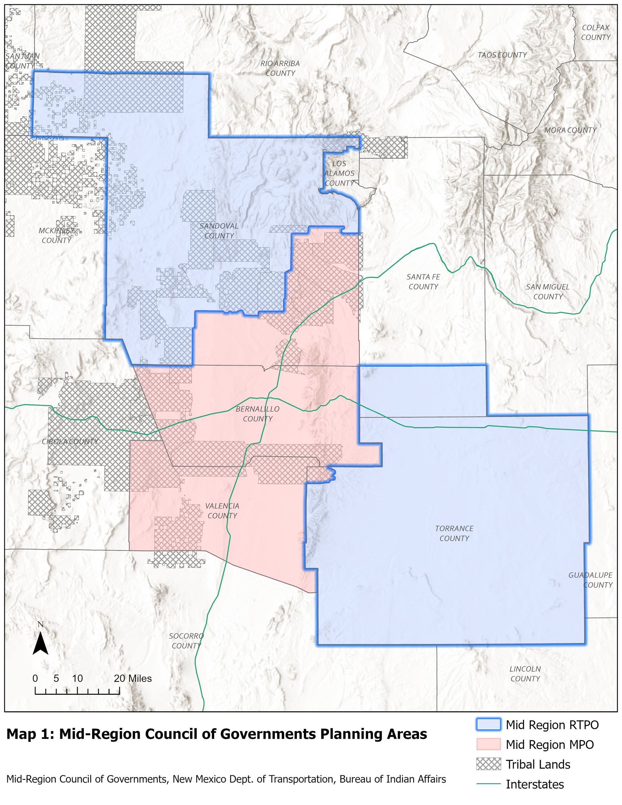 Map 1. Mid-Region Council of Governments Planning Areas
